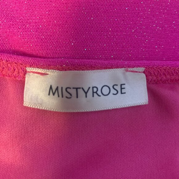 Misty Rose pink sparkle mini fitted party dress, medium, open back, thin straps - Picture 5 of 7